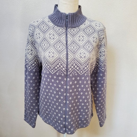 Norton Mcnaughton Petites periwinkle blue knit sweater jacket with zipper sz. PL - Picture 3 of 16